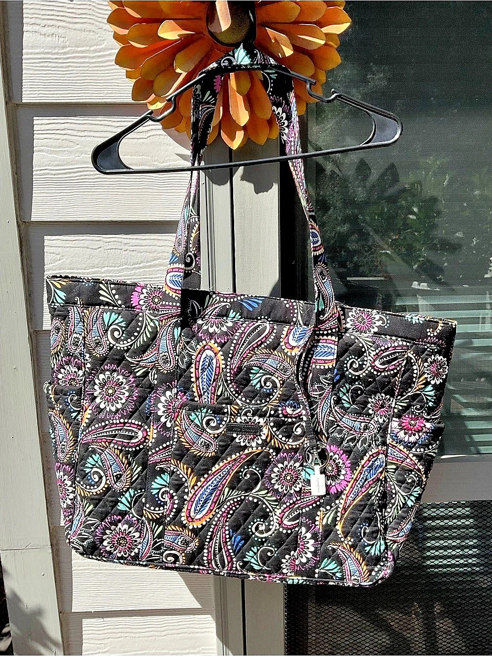 Vera Bradley Get Going Travel Tote Paisley Tote in Black & Pink NWT